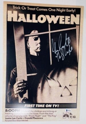 NICK CASTLE SIGNED HALLOWEEN 12x18 PHOTO 1978 MICHAEL MYERS HORROR BAS 361