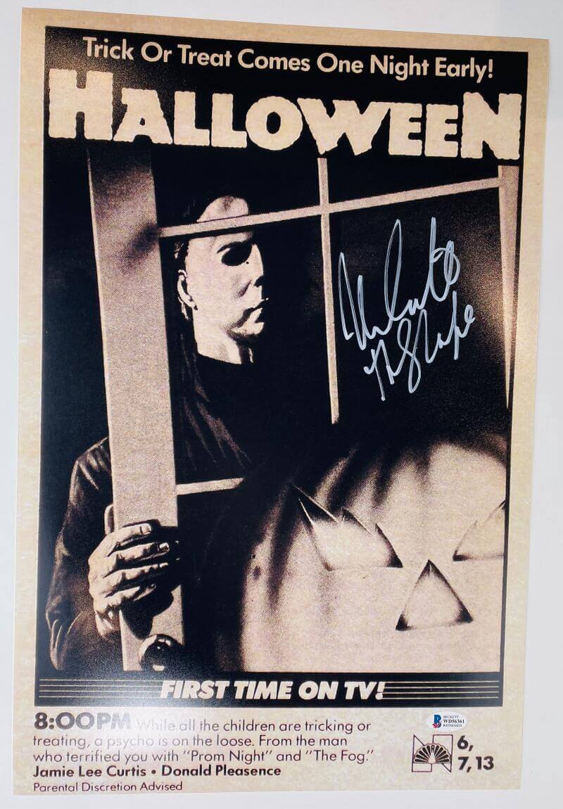 NICK CASTLE SIGNED HALLOWEEN 12x18 PHOTO 1978 MICHAEL MYERS HORROR BAS 361