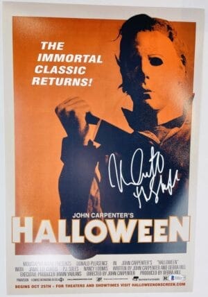 NICK CASTLE SIGNED HALLOWEEN 12x18 PHOTO 1978 MICHAEL MYERS HORROR BAS 357