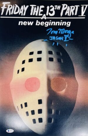 TOM MORGA SIGNED 12x18 PHOTO JASON VORHEES FRIDAY THE 13 5 JSA COA 324