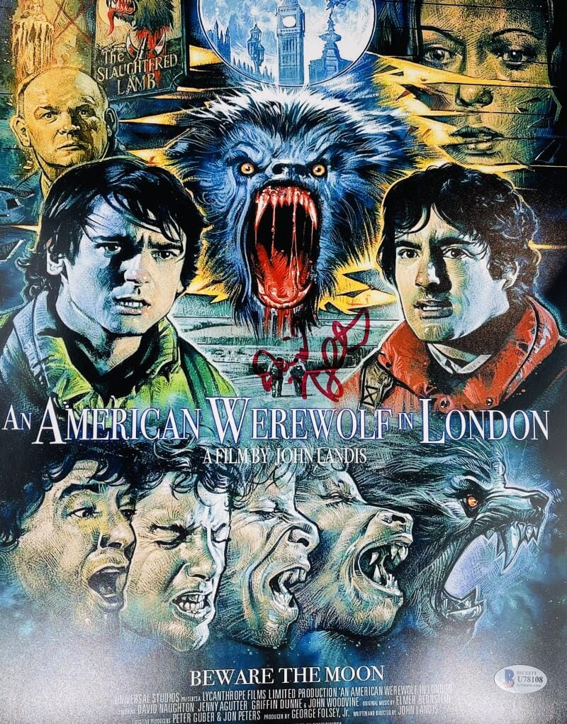DAVID NAUGHTON SIGNED 11X14 PHOTO AN AMERICAN WEREWOLF IN LONDON HORROR BAS 108