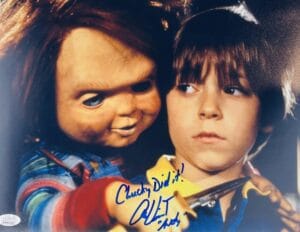 ALEX VINCENT SIGNED CHILDS PLAY 11X14 PHOTO ANDY BARCLAY CHUCKY HORROR JSA 849