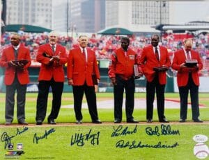 LOU BROCK SUTTER OZZIE SMITH BOB GIBSON HERZOG SCHOENDIENST SIGNED 11X14 PHOTO