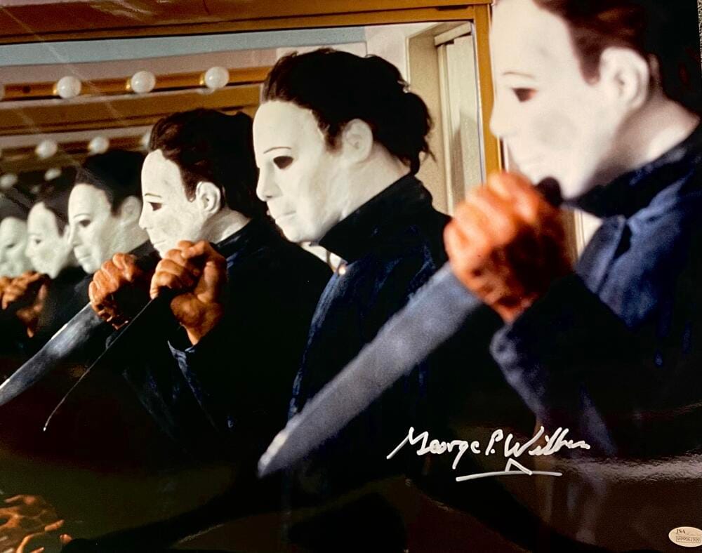 GEORGE WILBUR SIGNED METALLIC 16X20 PHOTO HALLOWEEN MICHAEL MYERS RARE JSA 908