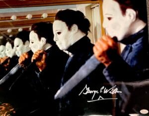 GEORGE WILBUR SIGNED METALLIC 16X20 PHOTO HALLOWEEN MICHAEL MYERS RARE JSA 909