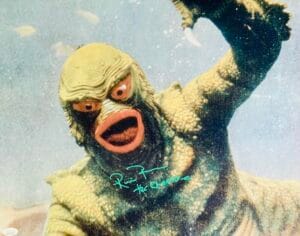RICOU BROWNING SIGNED METALLIC 16X20 PHOTO CREATURE FROM THE BLACK LAGOON JSA 15