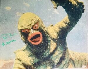 RICOU BROWNING SIGNED METALLIC 16X20 PHOTO CREATURE FROM THE BLACK LAGOON JSA 13