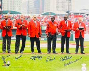 LOU BROCK SUTTER OZZIE SMITH BOB GIBSON HERZOG SCHOENDIENST SIGNED 16X20 PHOTO