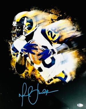 MARSHALL FAULK SIGNED METALLIC 16X20 PHOTO ST LOUIS RAMS LOS ANGELES BAS 338
