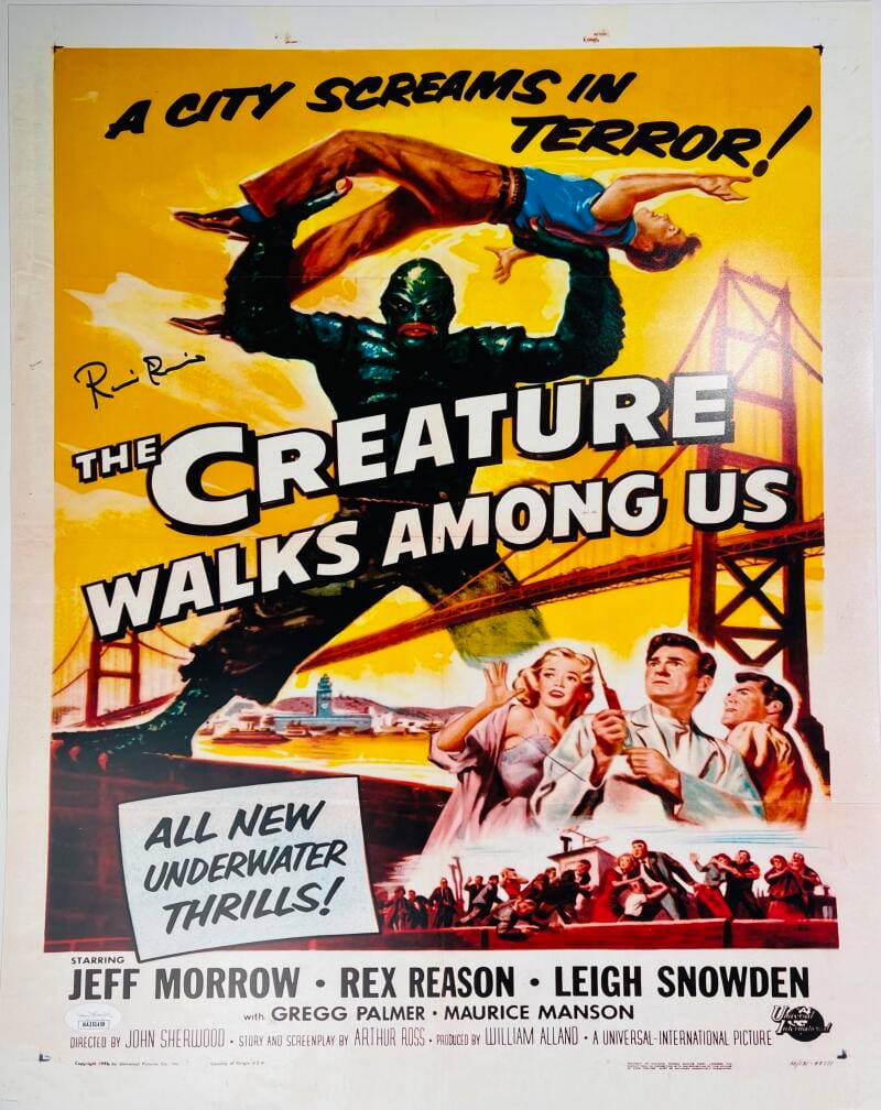 RICOU BROWNING SIGNED 16X20 PHOTO CREATURE FROM THE BLACK LAGOON JSA 459