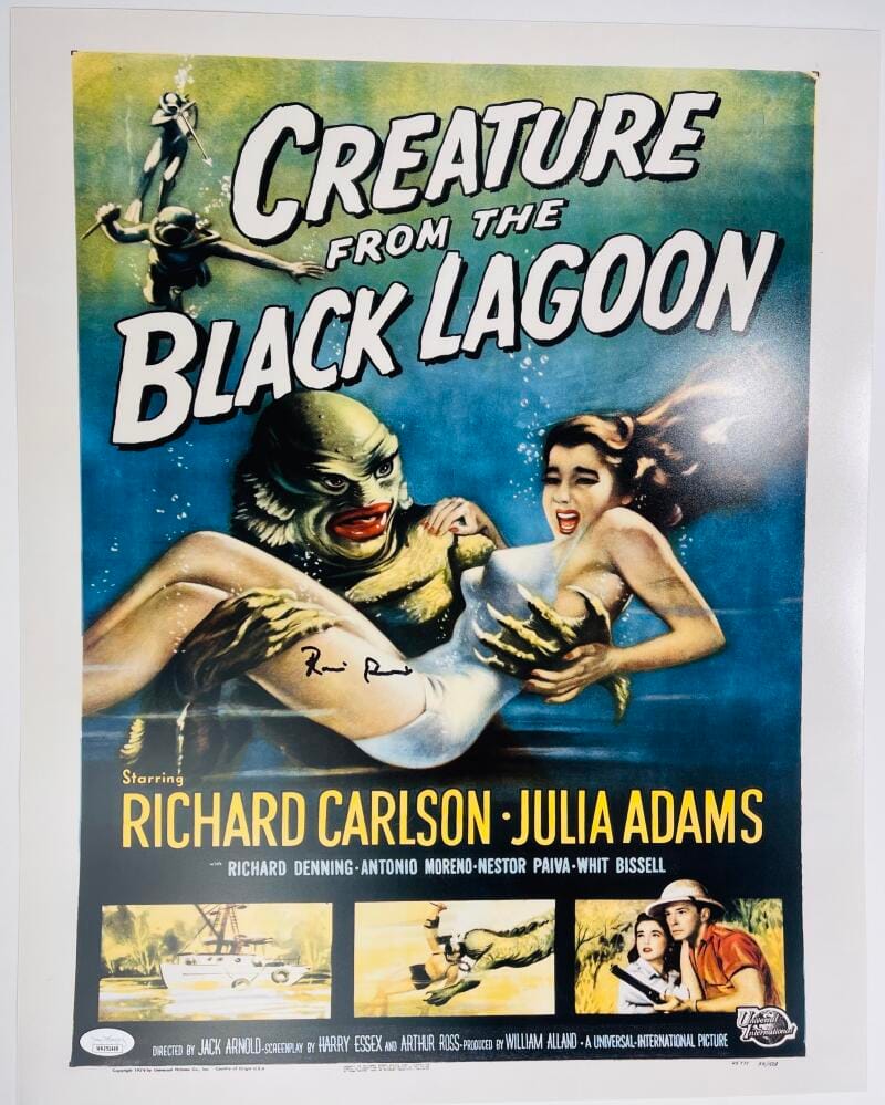 RICOU BROWNING SIGNED 16X20 PHOTO CREATURE FROM THE BLACK LAGOON JSA 449