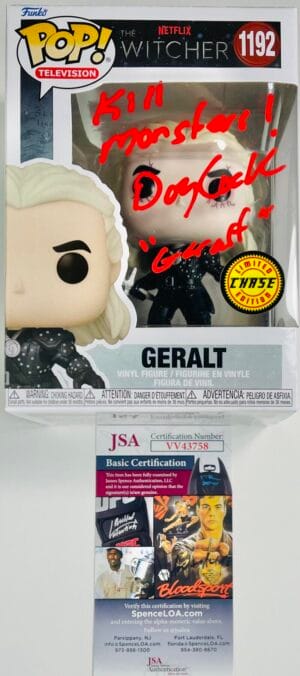 DOUG COCKLE SIGNED GERALT CHASE FUNKO POP VINYL 1192 THE WITCHER JSA 758
