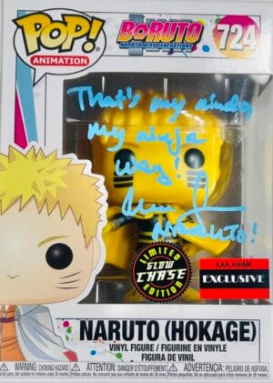 MAILE FLANAGAN SIGNED NARUTO HOKAGE GLOW CHASE FUNKO POP 724 BORUTO AAA BAS 920