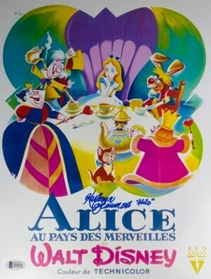KATHRYN BEAUMONT ALICE IN WONDERLAND SIGNED METALLIC 11X14 PHOTO DISNEY BAS 023