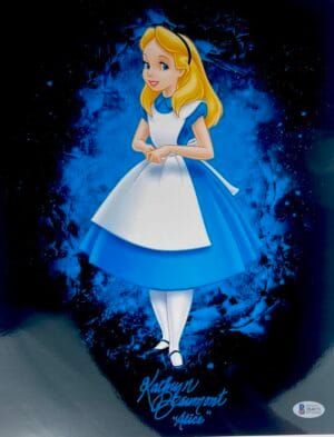 KATHRYN BEAUMONT ALICE IN WONDERLAND SIGNED METALLIC 11X14 PHOTO DISNEY BAS 075