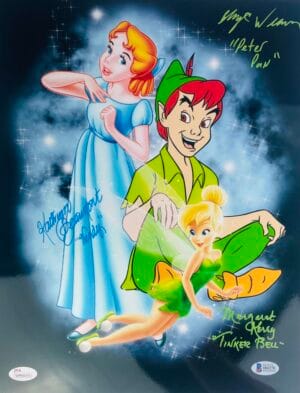 KATHRYN BEAUMONT MARGARET KERRY PETER PAN SIGNED METALLIC 11X14 PHOTO BAS 370