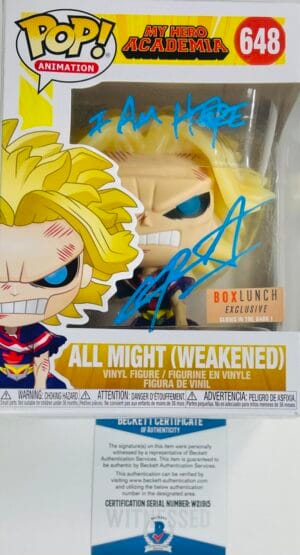 CHRIS SABAT SIGNED SILVER AGE ALL MIGHT FUNKO POP 648 MY HERO ACADEMIA BAS 915