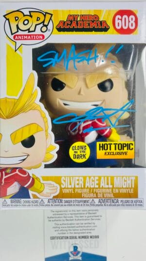 CHRIS SABAT SIGNED SILVER AGE ALL MIGHT FUNKO POP 608 MY HERO ACADEMIA BAS 919