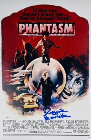 REGGIE BANNISTER SIGNED PHANTASM 12X18 PHOTO MOVIE POSTER HORROR JSA 177