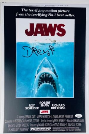 RICHARD DREYFUSS SIGNED JAWS 12X18 PHOTO POSTER STEVEN SPIELBERG HORROR JSA 729