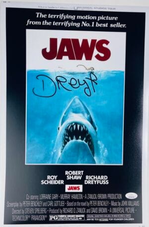 RICHARD DREYFUSS SIGNED JAWS 12X18 PHOTO POSTER STEVEN SPIELBERG HORROR JSA 730
