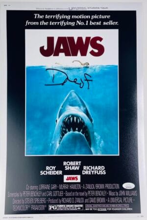 RICHARD DREYFUSS SIGNED JAWS 12X18 PHOTO POSTER STEVEN SPIELBERG HORROR JSA 731