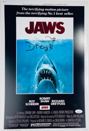 RICHARD DREYFUSS SIGNED JAWS 12X18 PHOTO POSTER STEVEN SPIELBERG HORROR JSA 734