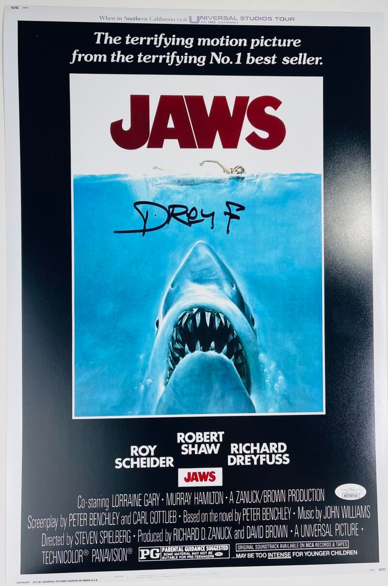 RICHARD DREYFUSS SIGNED JAWS 12X18 PHOTO POSTER STEVEN SPIELBERG HORROR JSA 735