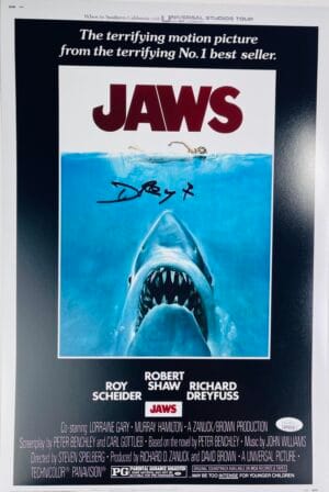 RICHARD DREYFUSS SIGNED JAWS 12X18 PHOTO POSTER STEVEN SPIELBERG HORROR JSA 737