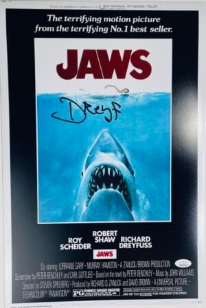 RICHARD DREYFUSS SIGNED JAWS 12X18 PHOTO POSTER STEVEN SPIELBERG HORROR JSA 741