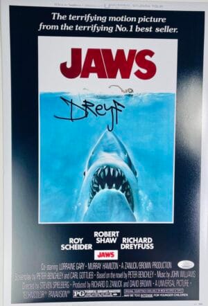 RICHARD DREYFUSS SIGNED JAWS 12X18 PHOTO POSTER STEVEN SPIELBERG HORROR JSA 742