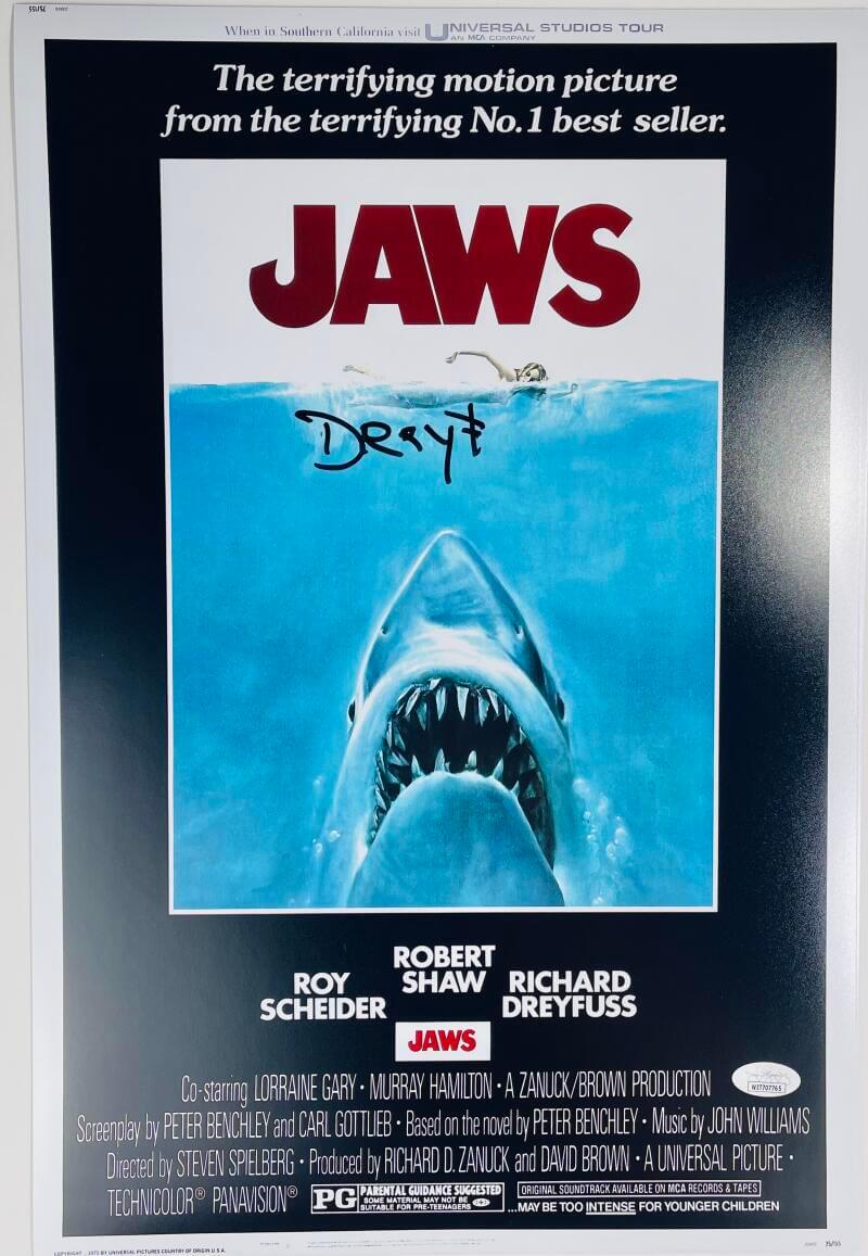 RICHARD DREYFUSS SIGNED JAWS 12X18 PHOTO POSTER STEVEN SPIELBERG HORROR JSA 765