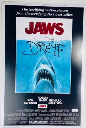 RICHARD DREYFUSS SIGNED JAWS 12X18 PHOTO POSTER STEVEN SPIELBERG HORROR JSA 768