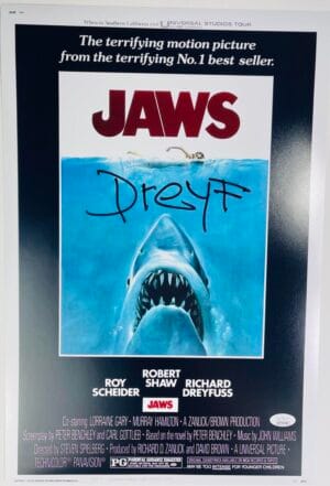 RICHARD DREYFUSS SIGNED JAWS 12X18 PHOTO POSTER STEVEN SPIELBERG HORROR JSA 769