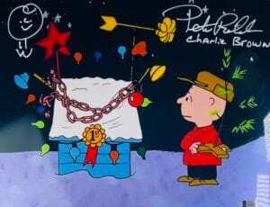 PETER ROBBINS SIGNED 11X14 METALLIC PHOTO CHARLIE BROWN CHRISTMAS SKETCH BAS 207