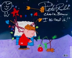 PETER ROBBINS SIGNED 11X14 METALLIC PHOTO CHARLIE BROWN CHRISTMAS SKETCH BAS 206