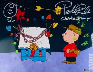 PETER ROBBINS SIGNED 11X14 METALLIC PHOTO CHARLIE BROWN CHRISTMAS SKETCH BAS 208