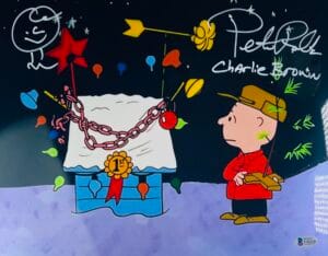 PETER ROBBINS SIGNED 11X14 METALLIC PHOTO CHARLIE BROWN CHRISTMAS SKETCH BAS 210