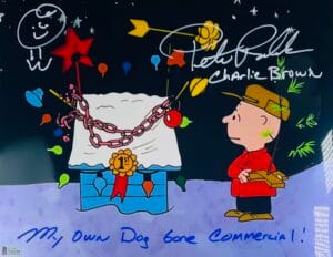 PETER ROBBINS SIGNED 11X14 METALLIC PHOTO CHARLIE BROWN CHRISTMAS SKETCH BAS 299