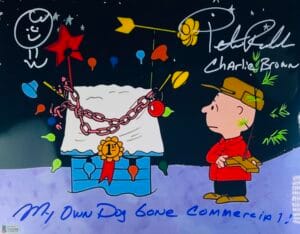 PETER ROBBINS SIGNED 11X14 METALLIC PHOTO CHARLIE BROWN CHRISTMAS SKETCH BAS 298
