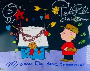 PETER ROBBINS SIGNED 11X14 METALLIC PHOTO CHARLIE BROWN CHRISTMAS SKETCH BAS 297