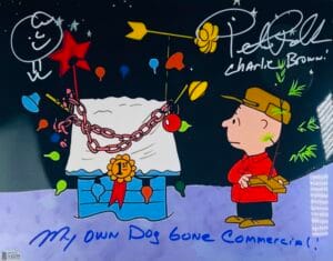 PETER ROBBINS SIGNED 11X14 METALLIC PHOTO CHARLIE BROWN CHRISTMAS SKETCH BAS 296