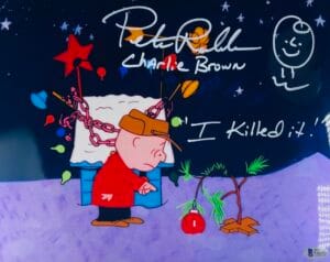 PETER ROBBINS SIGNED 11X14 METALLIC PHOTO CHARLIE BROWN CHRISTMAS SKETCH BAS 199