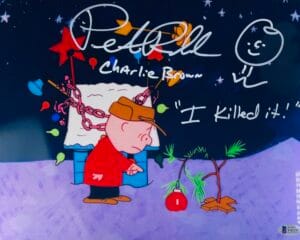PETER ROBBINS SIGNED 11X14 METALLIC PHOTO CHARLIE BROWN CHRISTMAS SKETCH BAS 197