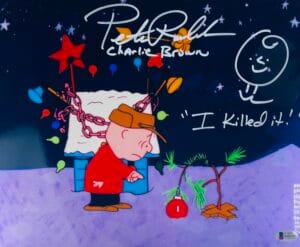 PETER ROBBINS SIGNED 11X14 METALLIC PHOTO CHARLIE BROWN CHRISTMAS SKETCH BAS 198