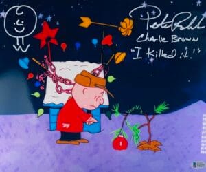 PETER ROBBINS SIGNED 11X14 METALLIC PHOTO CHARLIE BROWN CHRISTMAS SKETCH BAS 205