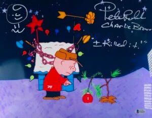 PETER ROBBINS SIGNED 11X14 METALLIC PHOTO CHARLIE BROWN CHRISTMAS SKETCH BAS 204