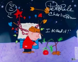 PETER ROBBINS SIGNED 11X14 METALLIC PHOTO CHARLIE BROWN CHRISTMAS SKETCH BAS 202