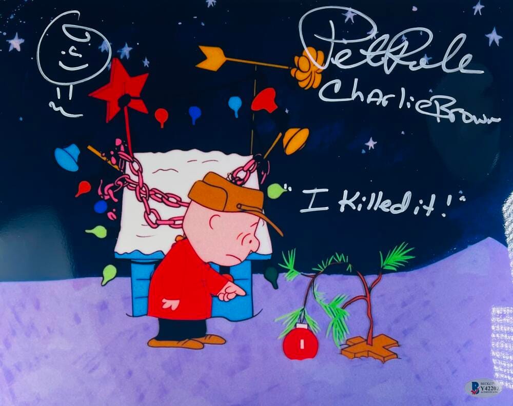 PETER ROBBINS SIGNED 11X14 METALLIC PHOTO CHARLIE BROWN CHRISTMAS SKETCH BAS 202