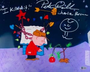 PETER ROBBINS SIGNED 11X14 METALLIC PHOTO CHARLIE BROWN CHRISTMAS SKETCH BAS 201